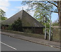 Cross on top of a steep roof, Brynglas Road, Newport