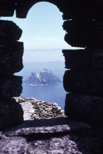 On Great Skellig - The chapel window and view to Little Skellig