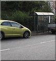 Vehicles parked in a Brynglas Road bus stop, Newport