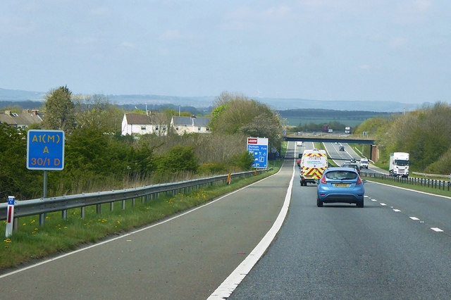 Northbound A1(M) near to Cornforth