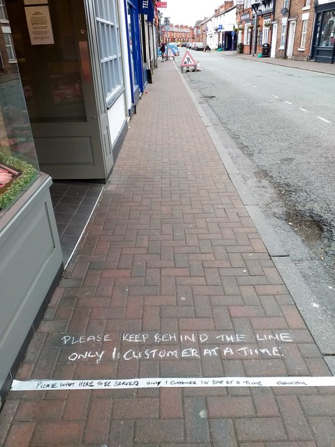 Social distancing instructions, Faulkner Street, Chester