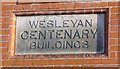 Wesleyan Centenary Buildings/Sage Cross Methodist Church plaque 0002