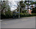 Shelburne Road bus stop and shelter near a school, Cheltenham