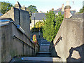 Footbridge steps down to Sandycombe Road