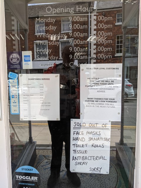 Notices in Harrison and Dunn's shop door