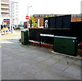 Two dark green cabinets, Lower Dock Street, Newport