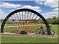 Commemorative colliery winding wheel Manvers Lake