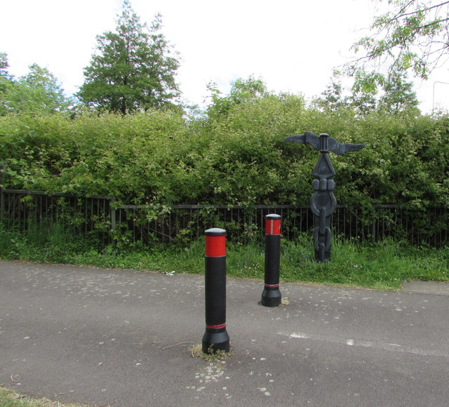 Black posts across a path, Old Cwmbran