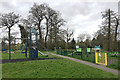 SP2865 : Deserted play area, Priory Pools, Warwick by Robin Stott