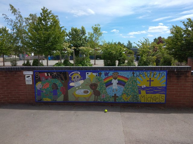 School welcoming mural, St Michael's School, Heavitree, Exeter