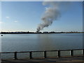 A fire in Barking, seen from Thamesmead