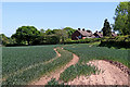 Farmland and housing near Ackleton in Shropshire