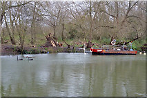 SU7274 : Moored workboat, River Thames by Robin Webster