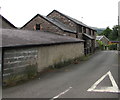 Slate roofs at different levels, Llanfrynach, Powys