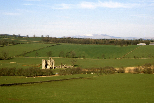 Ruins of Edlingham Castle as seen from the B6341