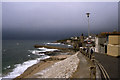 Porthleven seafront with approaching thunderstorm