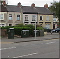 Four dark green cabinets, Chepstow Road, Maindee, Newport