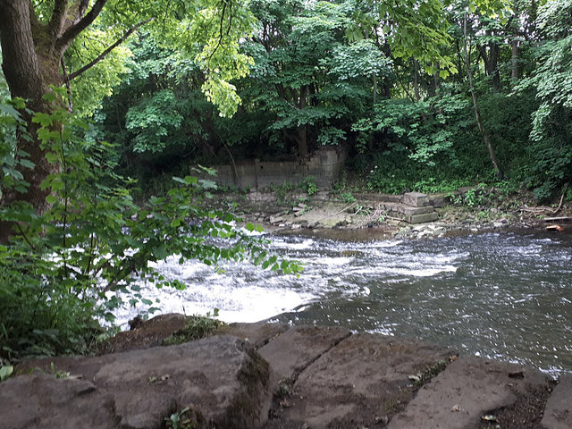 Remains of St Helen's Weir on the River Aire