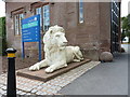 Detail of one of the lions outside the gatehouse