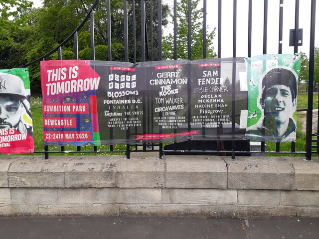 Event advertising banner, Exhibition Park, Newcastle upon Tyne