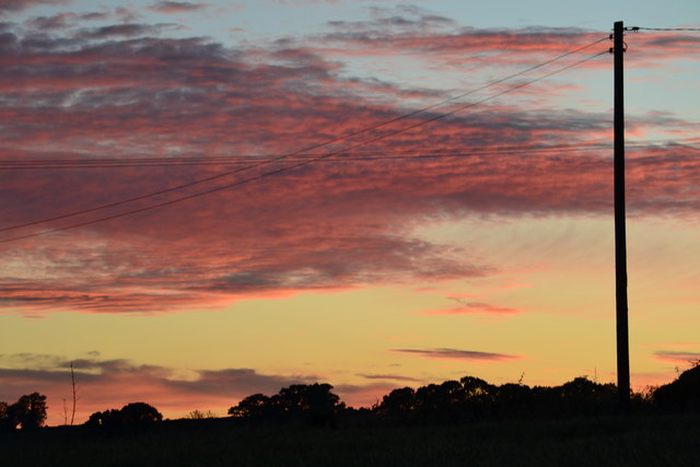 Sunset sky over New Manor Farm
