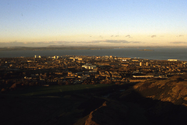 View towards Leith and Easter Road Stadium from Arthur's Seat