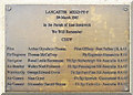 The plaque on Lancaster ME323 memorial