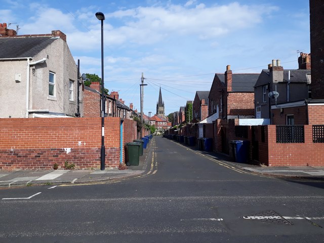 Back lane north of Shortridge Terrace, Jesmond, Newcastle upon Tyne