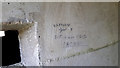 SP1703 : Graffiti inside double Norcon pillbox, SW site, former RAF Southrop by Vieve Forward