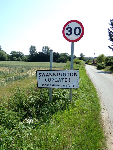 Swannington (Upgate) Village Name sign on School Road
