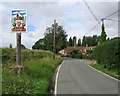 Little Bardfield: village sign and almshouses