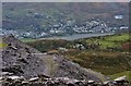 The former slate quarrying village of Llanberis viewed from Dinorwig Quarry