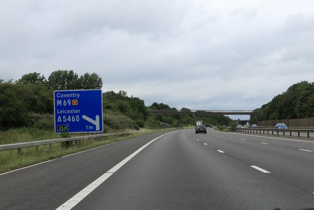 One mile to junction 21 of the M1 Andrew Abbott Geograph