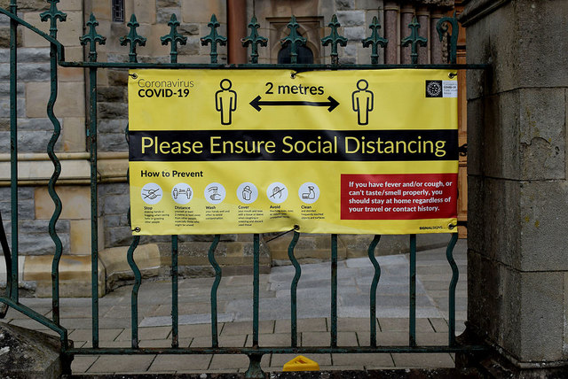 Please Ensure Social Distancing notice, Omagh