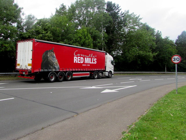 Connolly's RED MILLS lorry in Overmonnow, Monmouth 