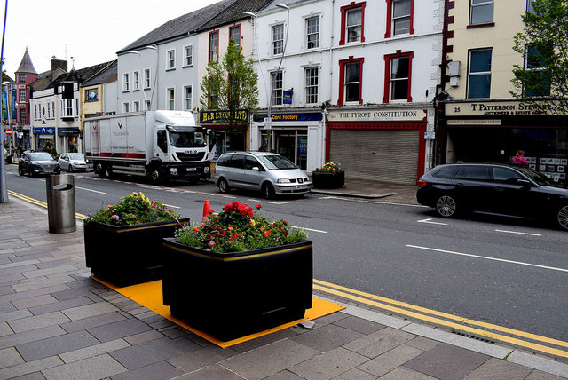 Raised flower beds, High Street, Omagh