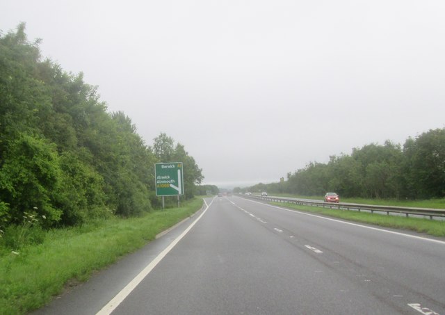 Alnwick  exit  from  A1  north  onto  A1068