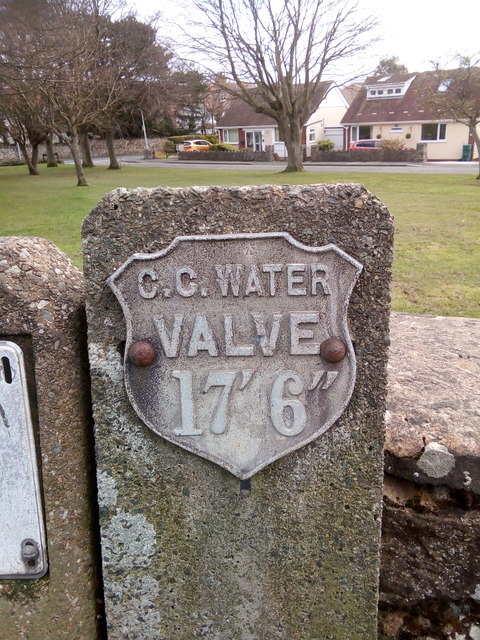 Old water valve marker on Pentywyn Road, Llandudno Junction by Meirion