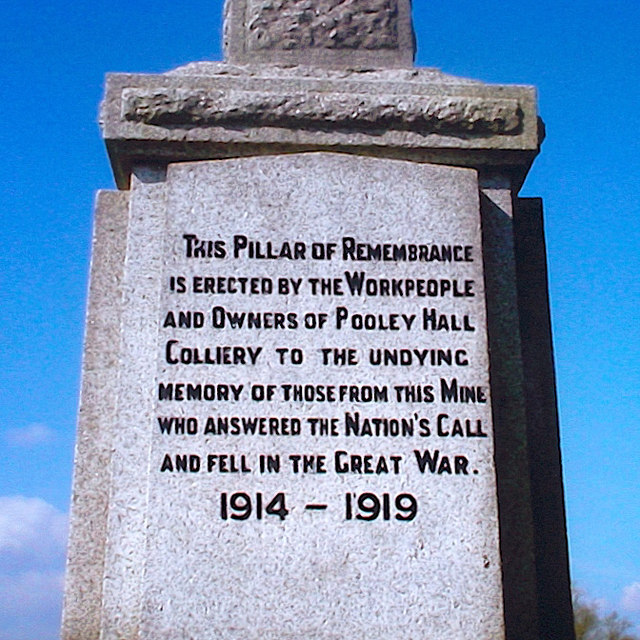 Inscription 1, Great War Memorial, Pooley Hall Colliery near Polesworth