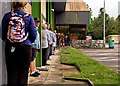 Queuing outside Hombase, Barnstaple