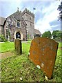 ST4793 : Lichen-covered gravestone by Alan Hughes