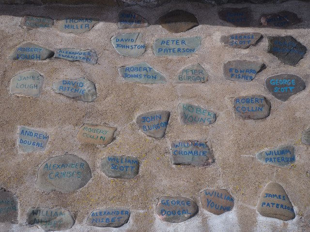Pebbles at the Eyemouth Community Memorial Wall
