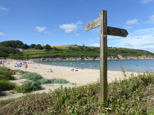 Coast Path signpost at Maenporth beach © Rod Allday :: Geograph Britain ...