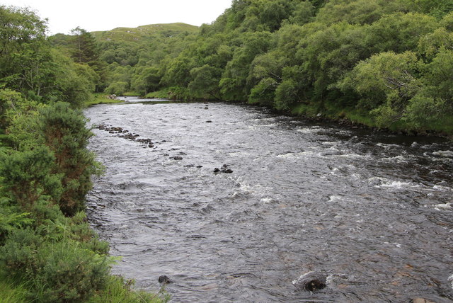 An upstream view of the river Kirkaig
