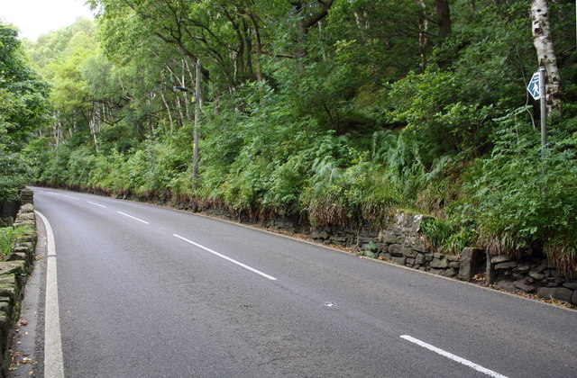 A6033 heading north at junction with footpath into Boston Hill Wood