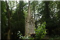 View of an Eleanor Cross-style monument in Highgate West Cemetery