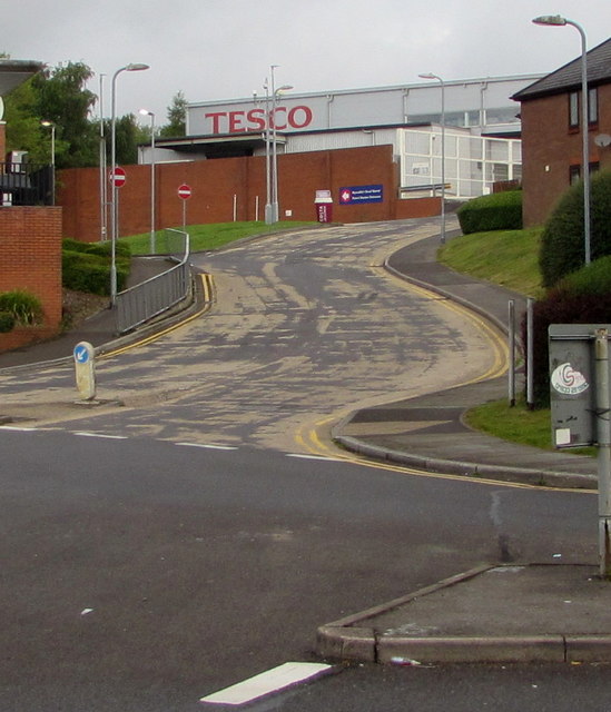 Access road to the Tesco Superstore, Pontypool
