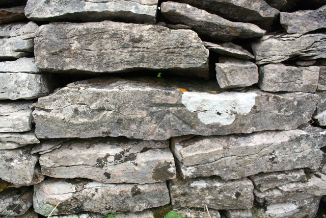 Benchmark on dry stone wall on north side of Tommy Road