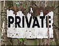 Private sign in the woods south of Woodhouse Lane