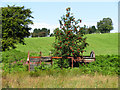 Former railway box van in a field near Deri